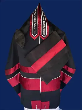 Elegant Black and Red Strip Tallit