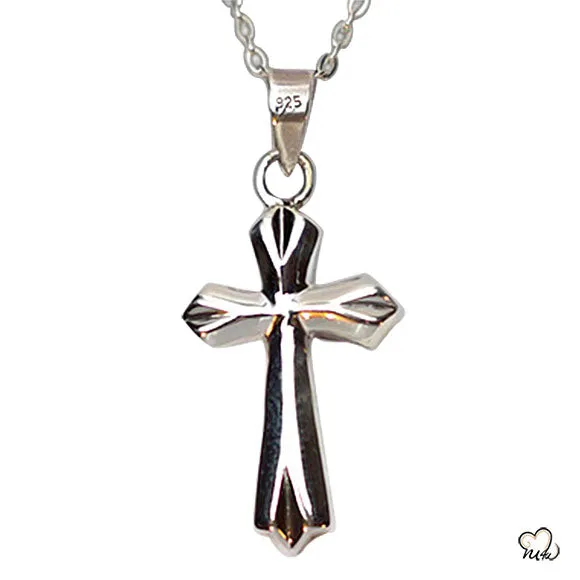 Elegant Cross Cremation Jewelry Pendant in Silver