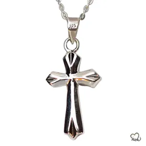 Elegant Cross Cremation Jewelry Pendant in Silver