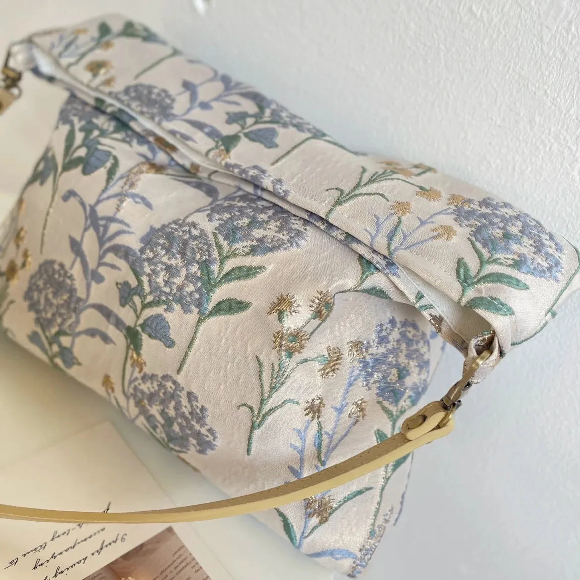 Elegant Gray Blue Dandelion Shoulder Bag