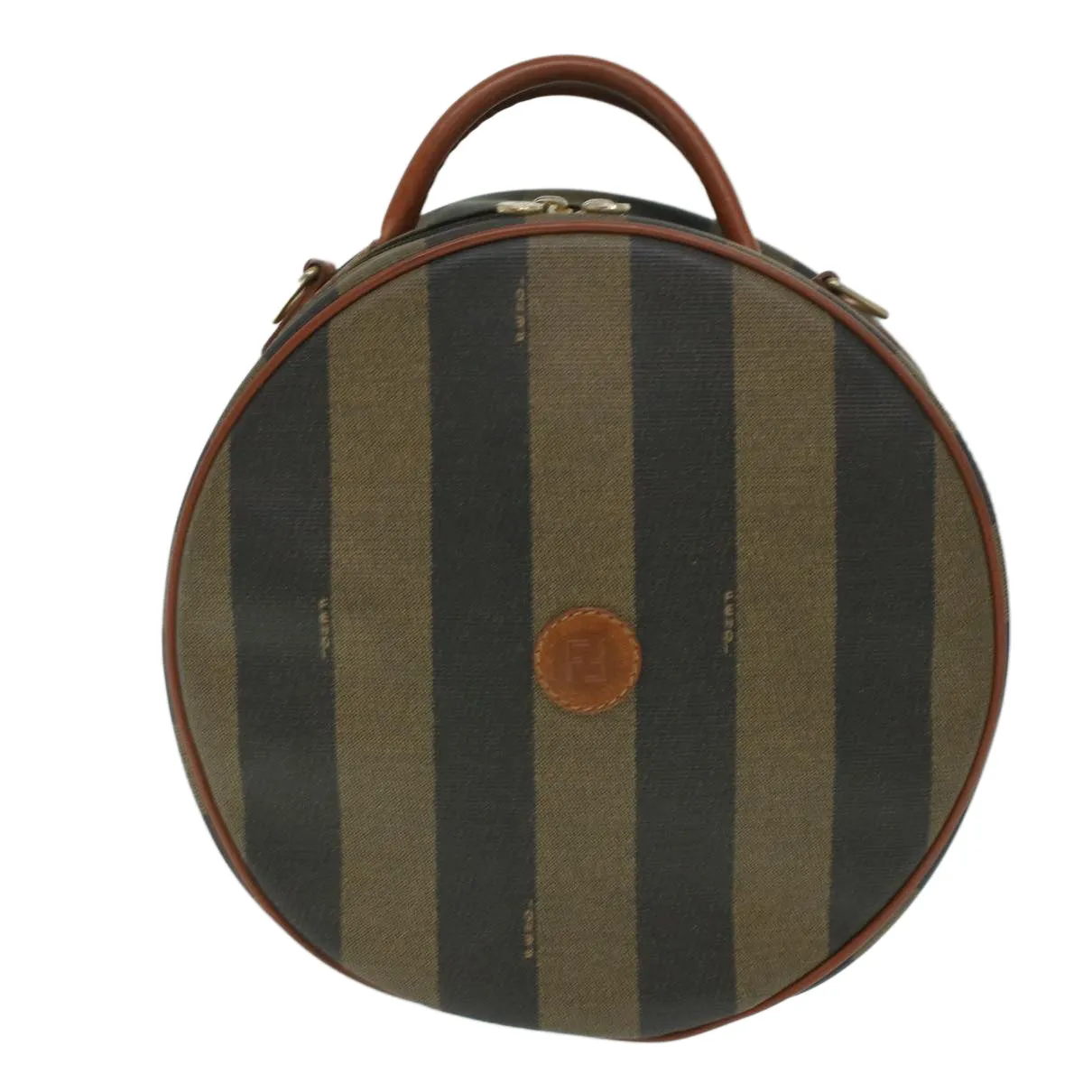 FENDI Pecan Canvas Hand Bag 2way Brown Khaki Auth 36762