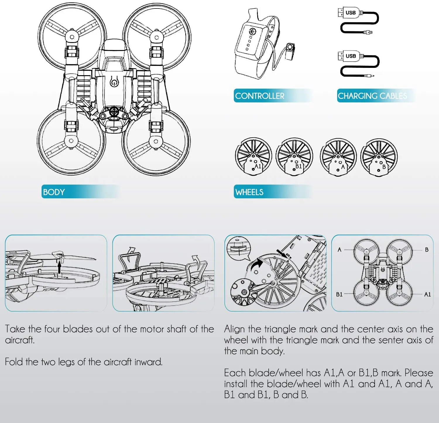 Foldable Quadcopter Blue