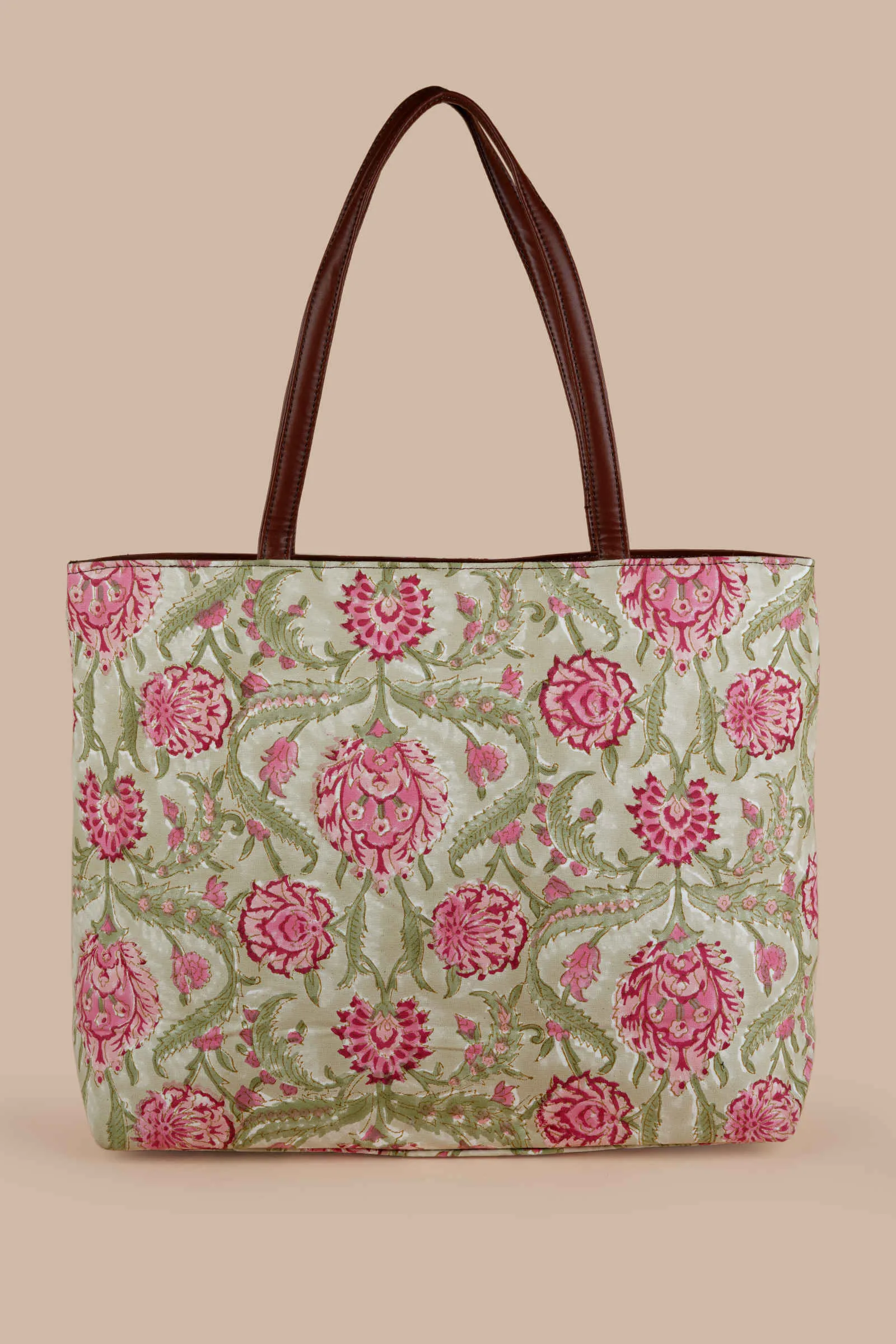 Geneva Garden Hand Block Printed Olive Classic Tote Bag