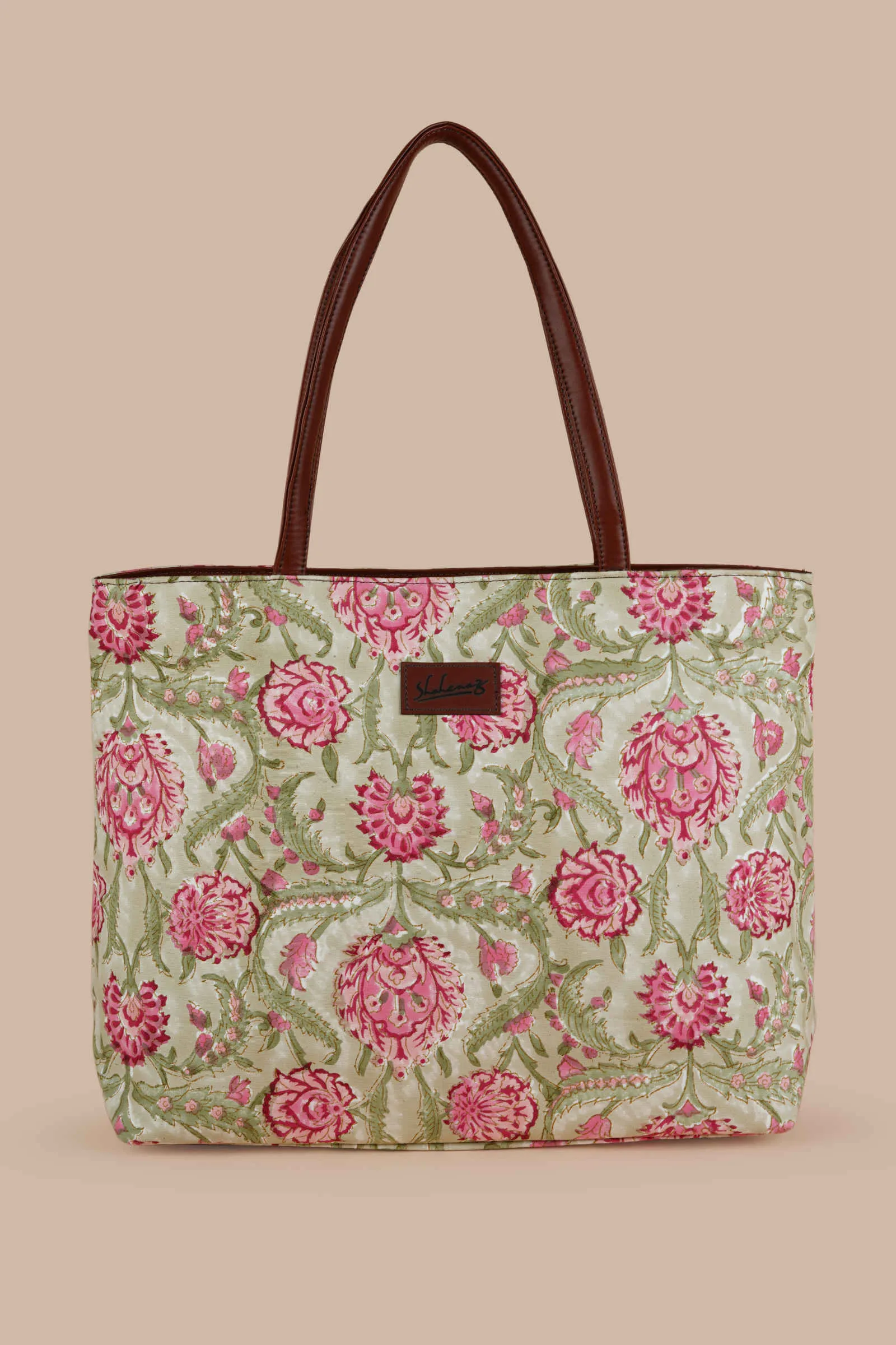 Geneva Garden Hand Block Printed Olive Classic Tote Bag