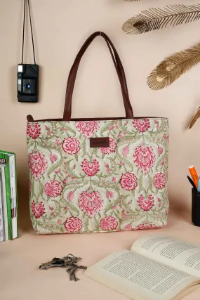 Geneva Garden Hand Block Printed Olive Classic Tote Bag