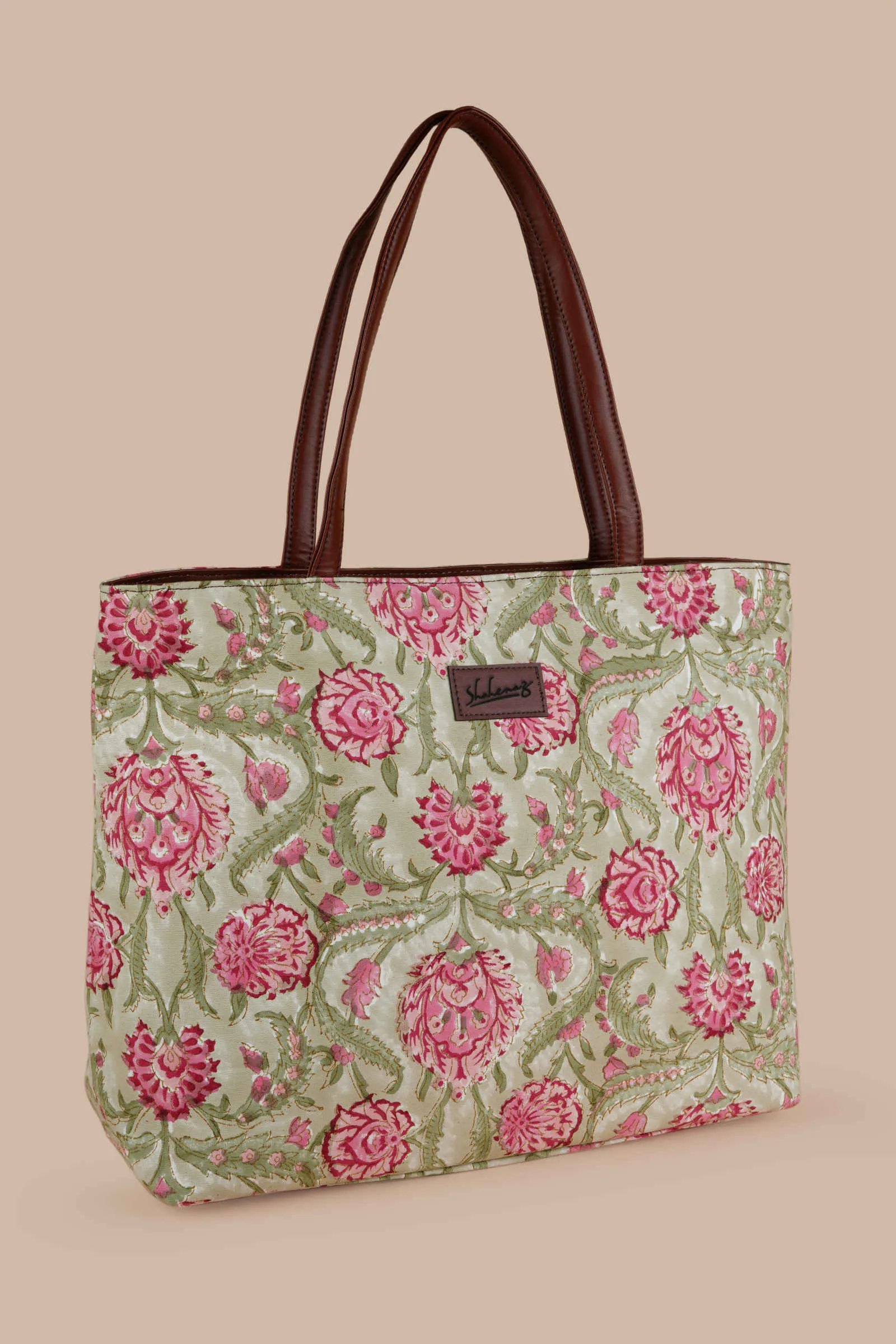 Geneva Garden Hand Block Printed Olive Classic Tote Bag