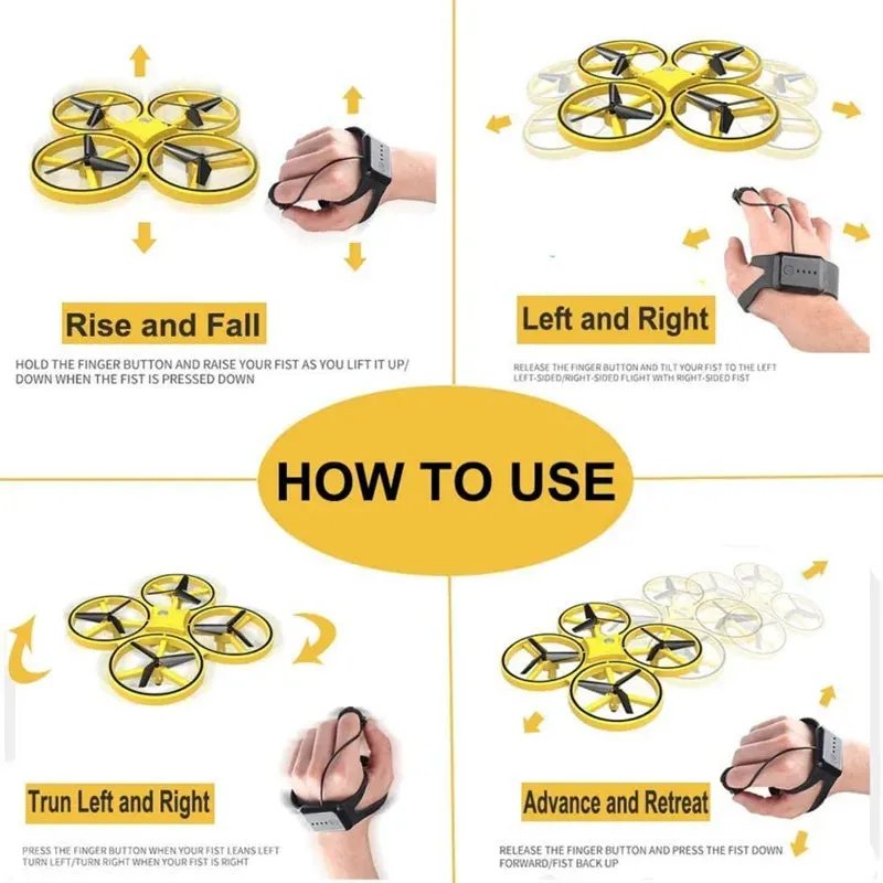 Gesture-Controlled Mini Drone with LED Lights - Fun Flying Experience!