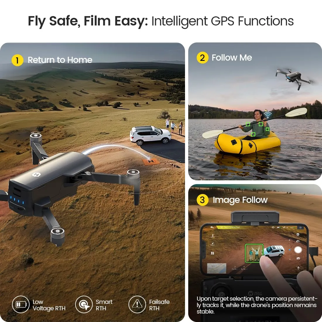 GPS Drone with 4K UHD Camera for Adults Beginner; HS360S 249g Foldable FPV RC Quadcopter