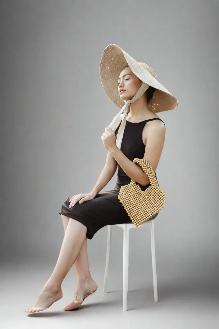 Heart Shaped Wood-Beaded Tote Bag