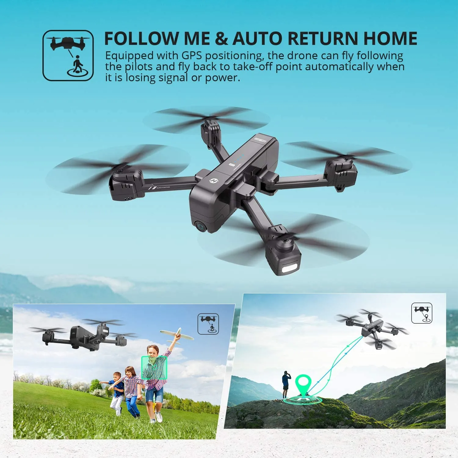 Holy Stone HS270 GPS 2.7K Foldable Drone with FHD FPV Camera Live RC Quadcopter