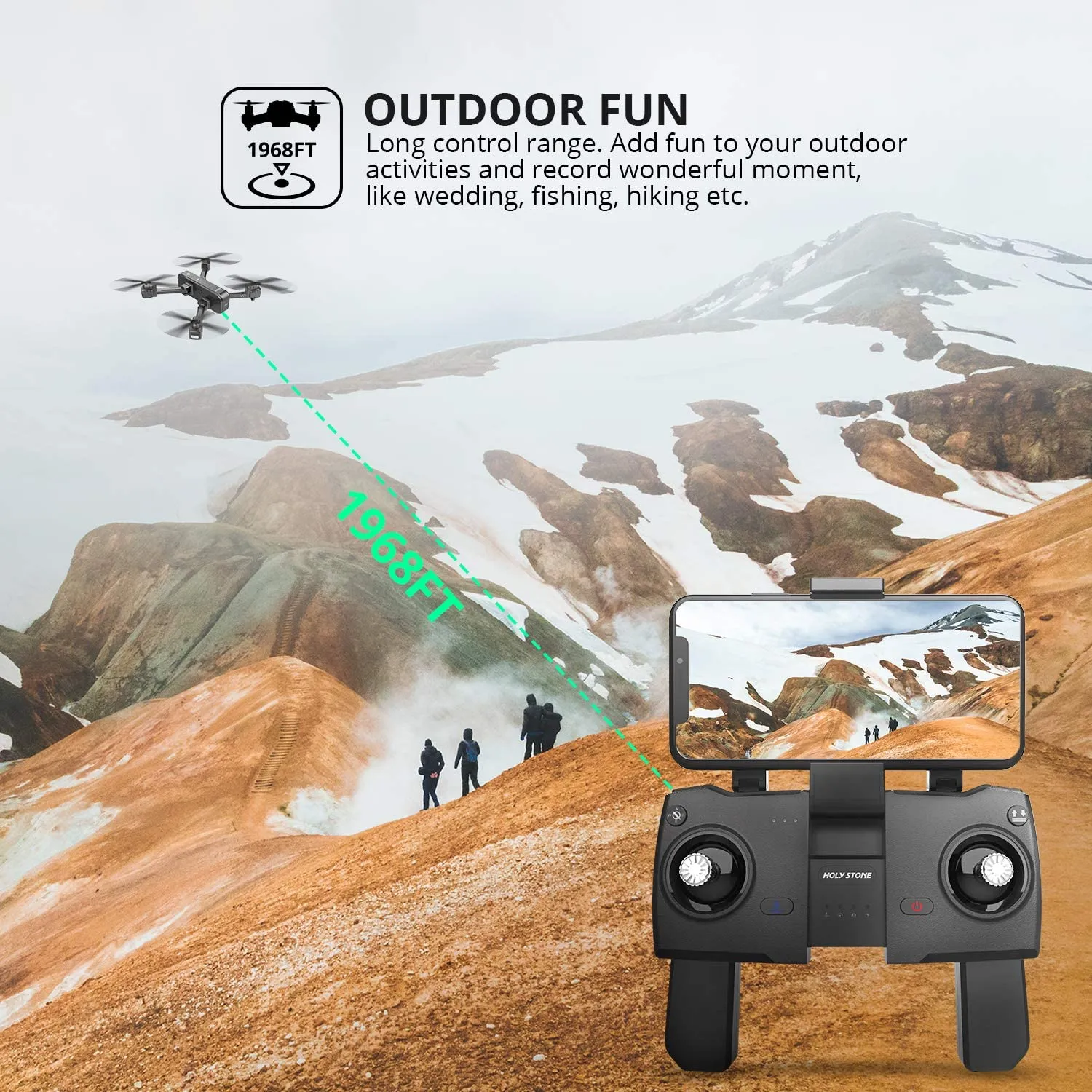 Holy Stone HS270 GPS 2.7K Foldable Drone with FHD FPV Camera Live RC Quadcopter