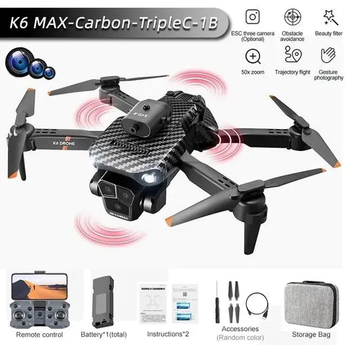 K6Max Mini Drone with Triple Cameras and Optical Flow for Stunning Shots