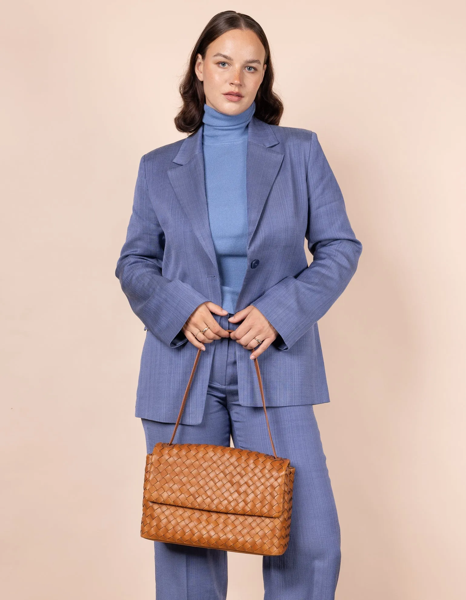Kenzie Woven Bag Classic Leather Cognac Brown