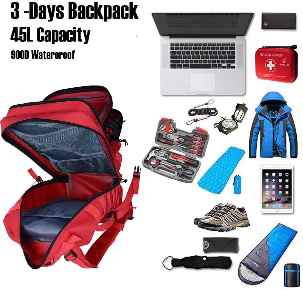 Large 45L Military Tactical Assault Pack Rucksack with Molle System