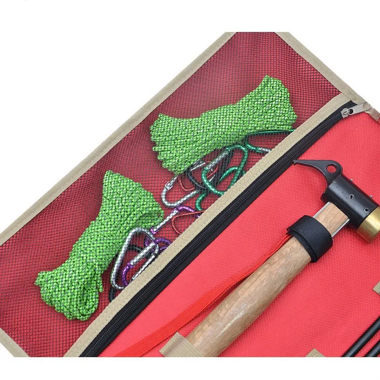 Large Outdoor Camping Ground Nail Storage Bag Tent Hammer Toolkit Bag(Khaki)