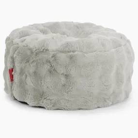 Large Round Footstool - Bubble Faux Fur Sage Green