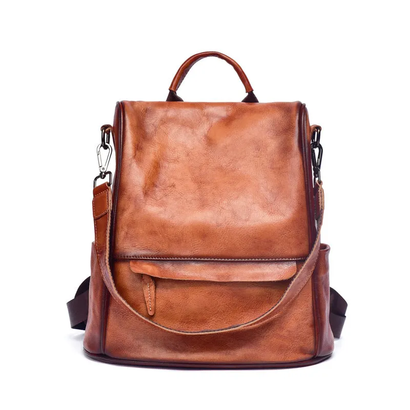 Leather Backpack for women Laptop Bag Large Capacity School Business Travel Daypack