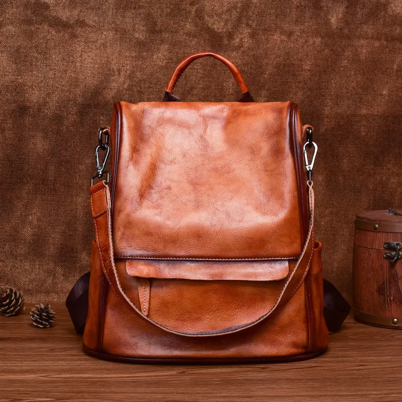 Leather Backpack for women Laptop Bag Large Capacity School Business Travel Daypack