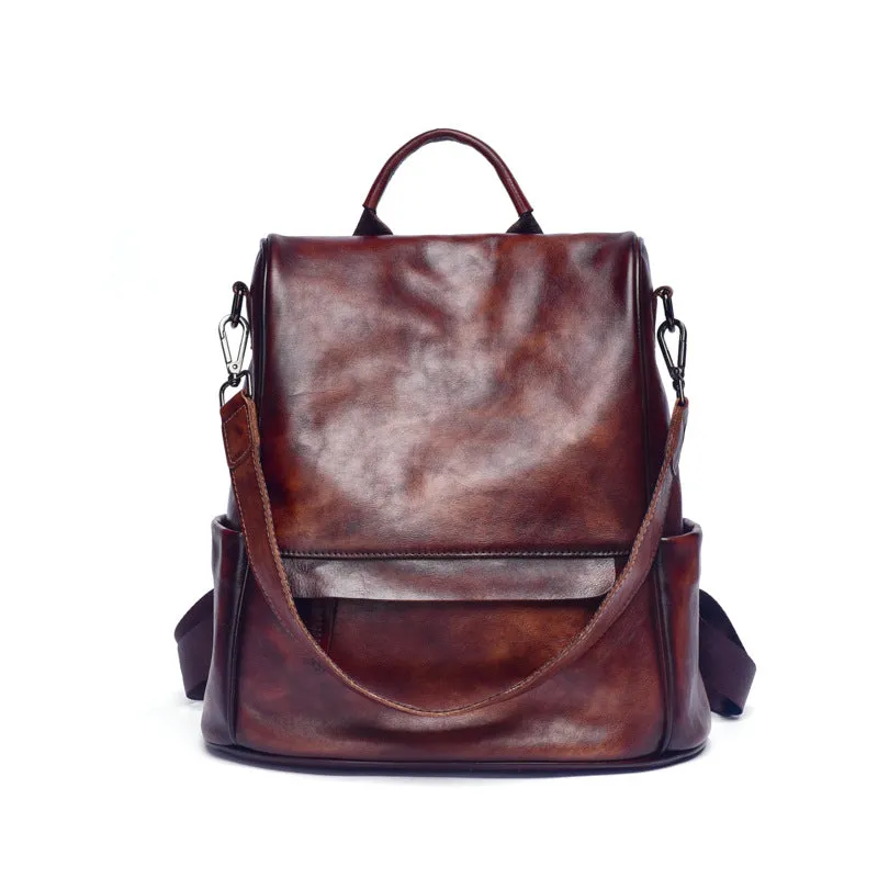 Leather Backpack for women Laptop Bag Large Capacity School Business Travel Daypack