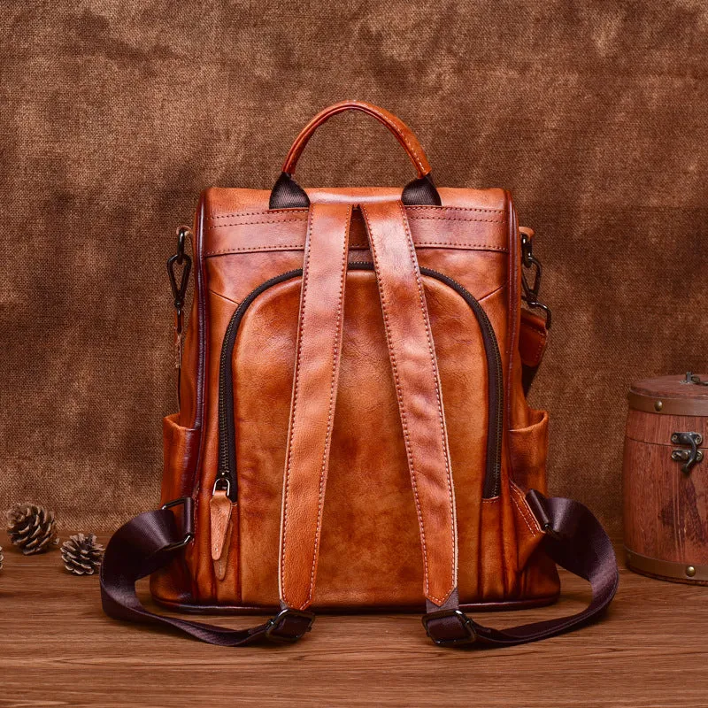 Leather Backpack for women Laptop Bag Large Capacity School Business Travel Daypack