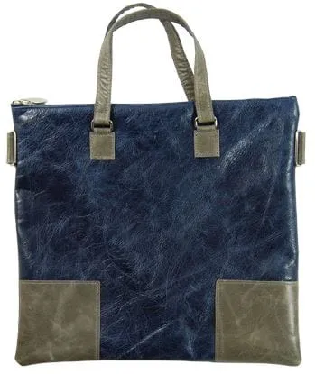 Leather Bag With Square Patches on the Corners 520G-NV