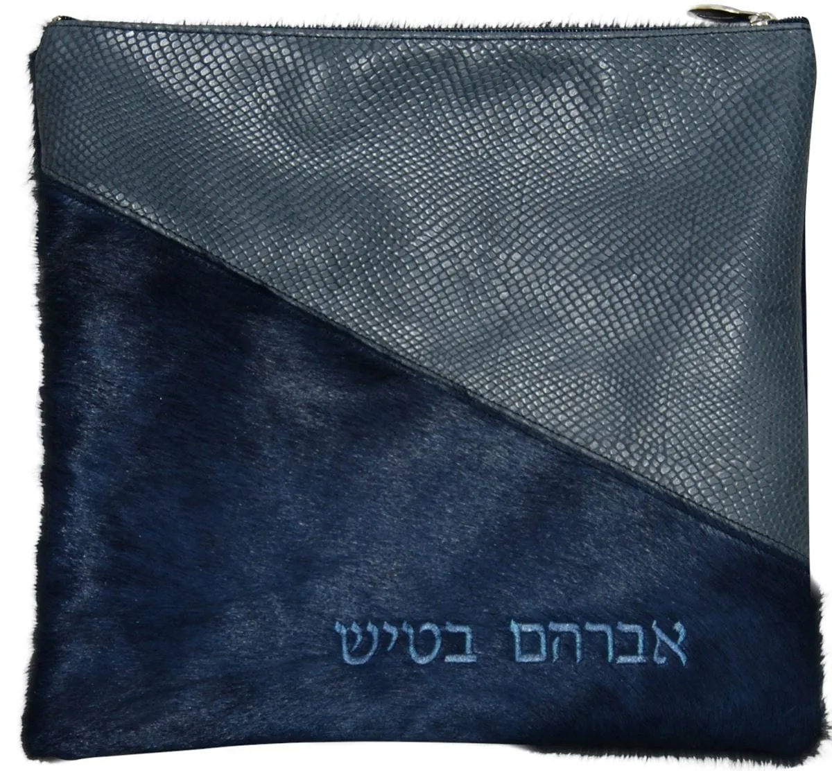Leather Tallis and Teffilin Bag Angle Cut 2 Color bag 320H-NV