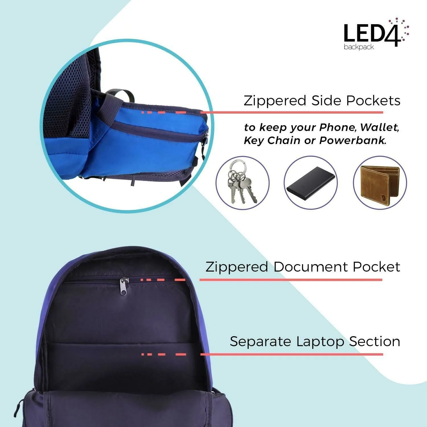 LED4 Outdoor Backpack Light Up LED-For Cycling, Hiking, Camping, Travelling