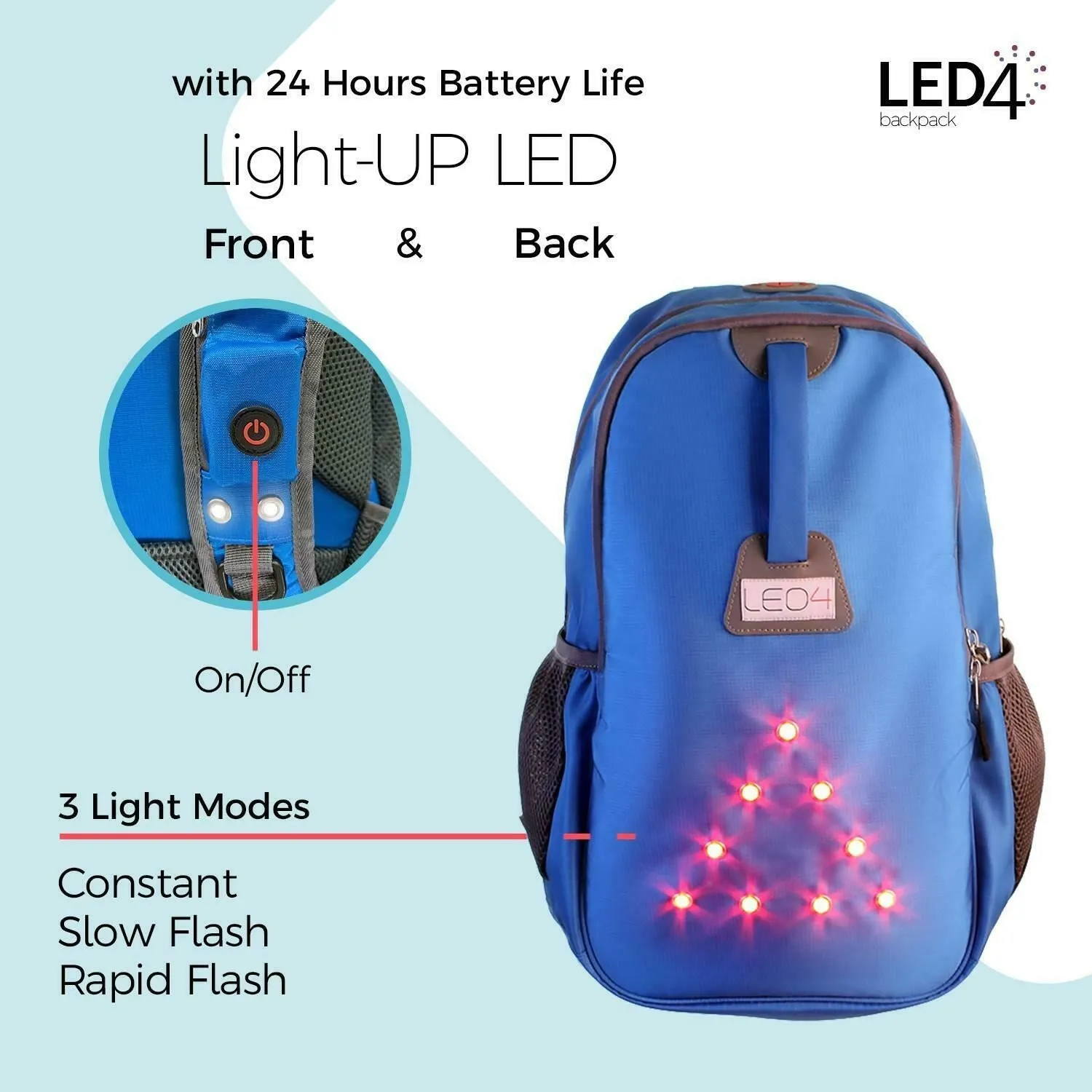 LED4 Outdoor Backpack Light Up LED-For Cycling, Hiking, Camping, Travelling