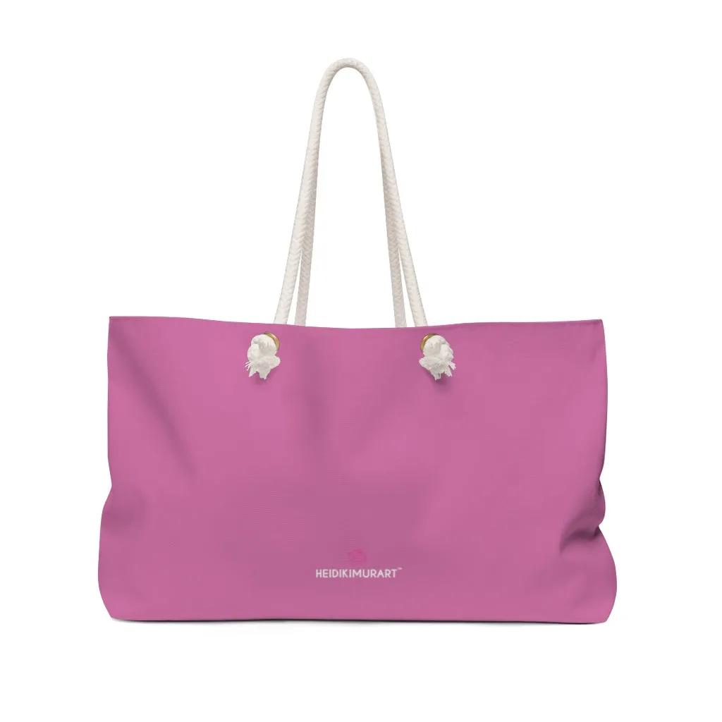 Light Pink Color Weekender Bag, Solid Light Pink Color 24"x13" Designer Modern Essential Market Large Tote Bag- Made in USA