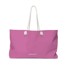 Light Pink Color Weekender Bag, Solid Light Pink Color 24"x13" Designer Modern Essential Market Large Tote Bag- Made in USA