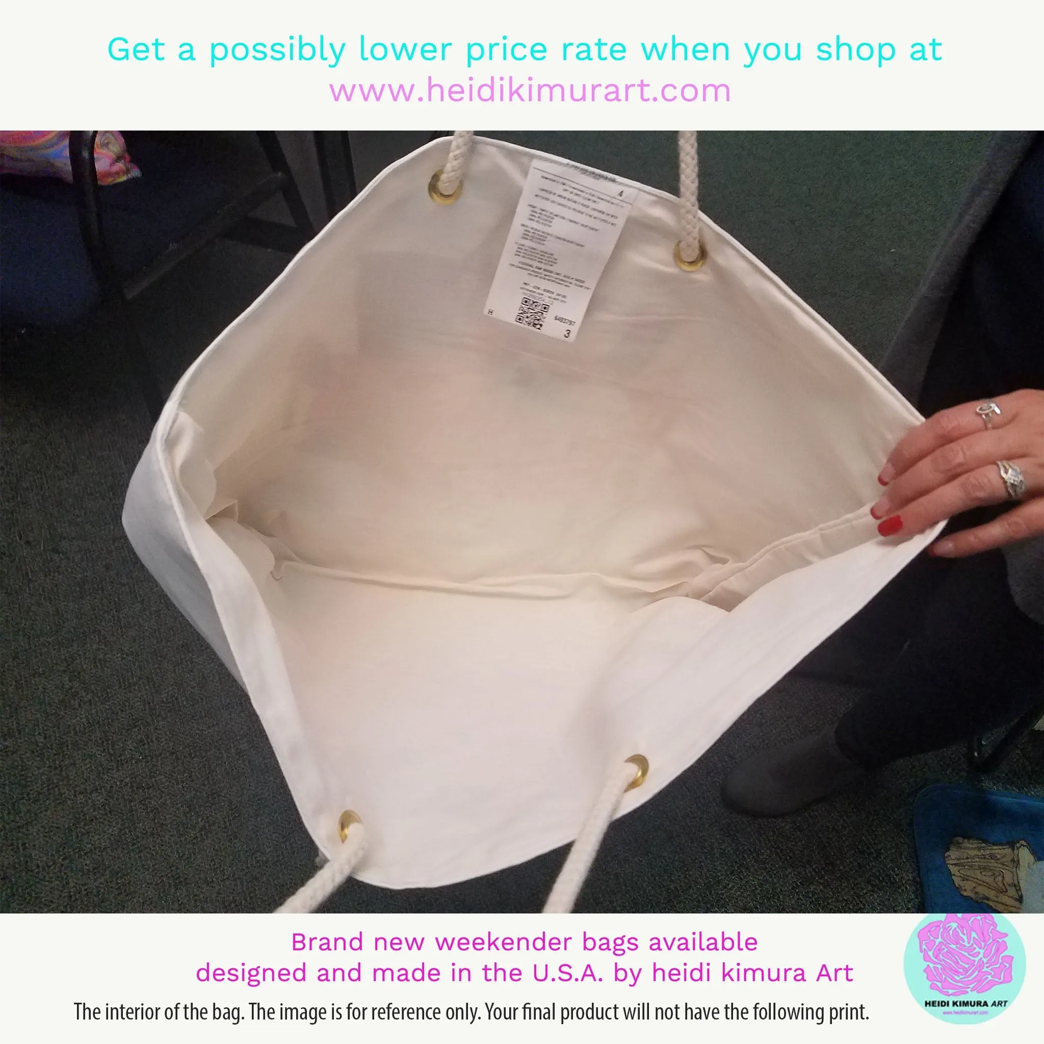 Light Pink Color Weekender Bag, Solid Light Pink Color 24"x13" Designer Modern Essential Market Large Tote Bag- Made in USA