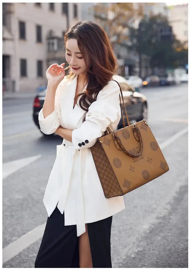 MAGIC KING authentic leather women's bag 2023 new autumn large capacity senior sense commuter hand bill of lading shoulder bag