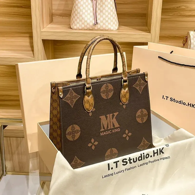 MAGIC KING authentic leather women's bag 2023 new autumn large capacity senior sense commuter hand bill of lading shoulder bag