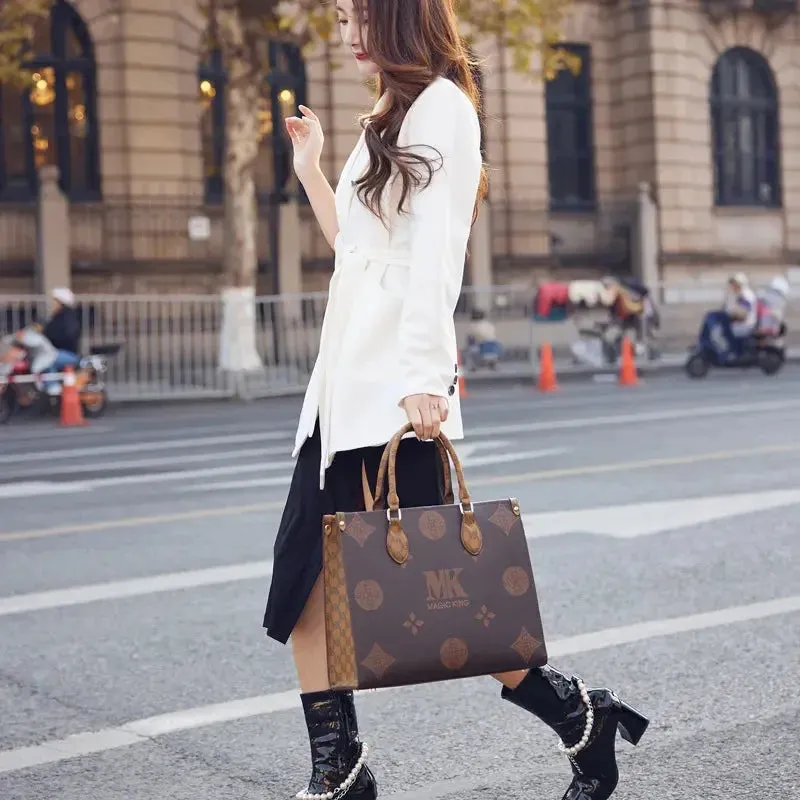 MAGIC KING authentic leather women's bag 2023 new autumn large capacity senior sense commuter hand bill of lading shoulder bag