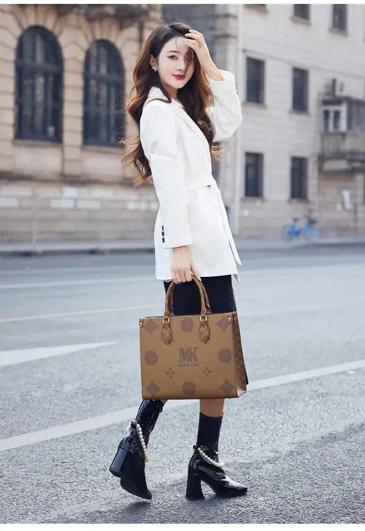 MAGIC KING authentic leather women's bag 2023 new autumn large capacity senior sense commuter hand bill of lading shoulder bag