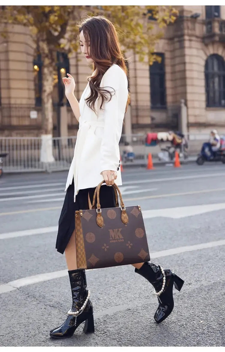 MAGIC KING authentic leather women's bag 2023 new autumn large capacity senior sense commuter hand bill of lading shoulder bag