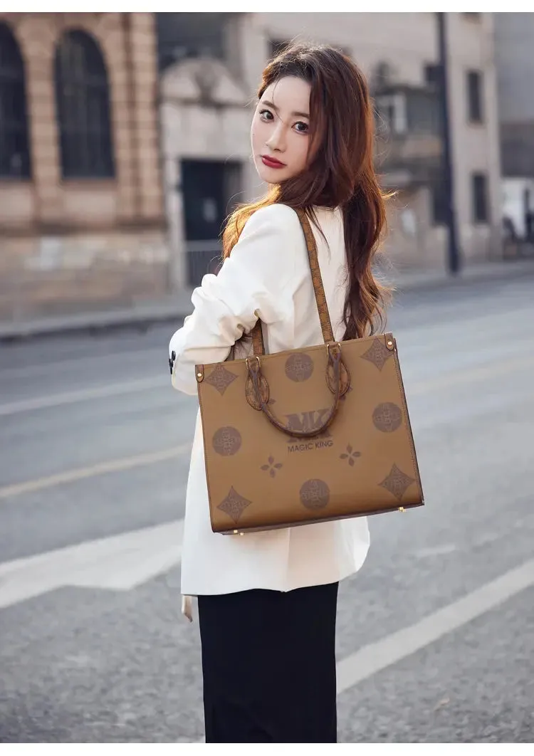 MAGIC KING authentic leather women's bag 2023 new autumn large capacity senior sense commuter hand bill of lading shoulder bag