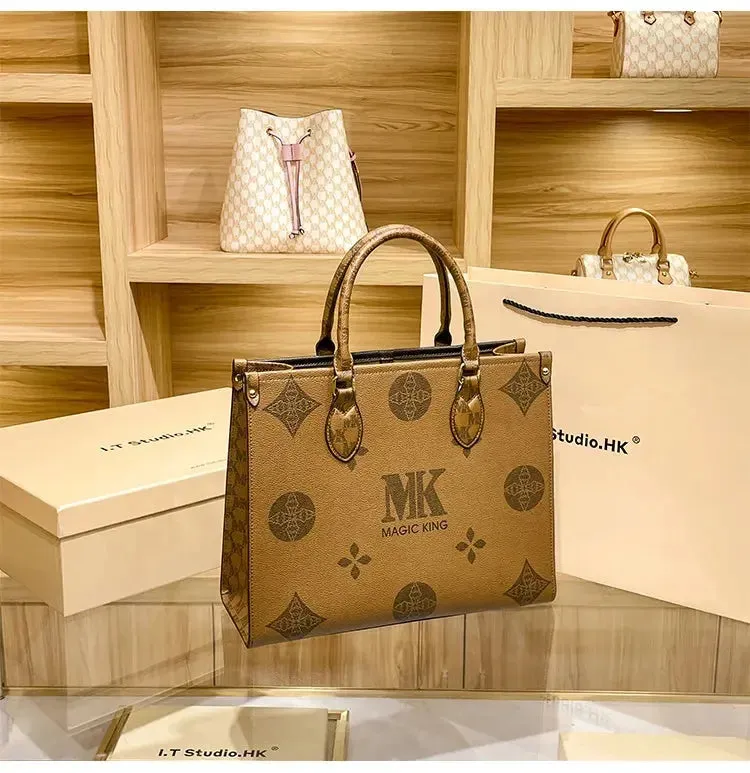 MAGIC KING authentic leather women's bag 2023 new autumn large capacity senior sense commuter hand bill of lading shoulder bag