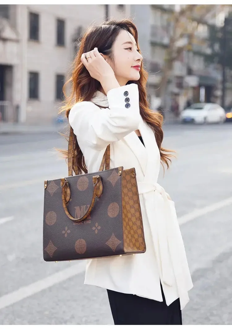MAGIC KING authentic leather women's bag 2023 new autumn large capacity senior sense commuter hand bill of lading shoulder bag