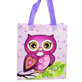 Medium Purple Owl Printed PP Non-Woven Bag