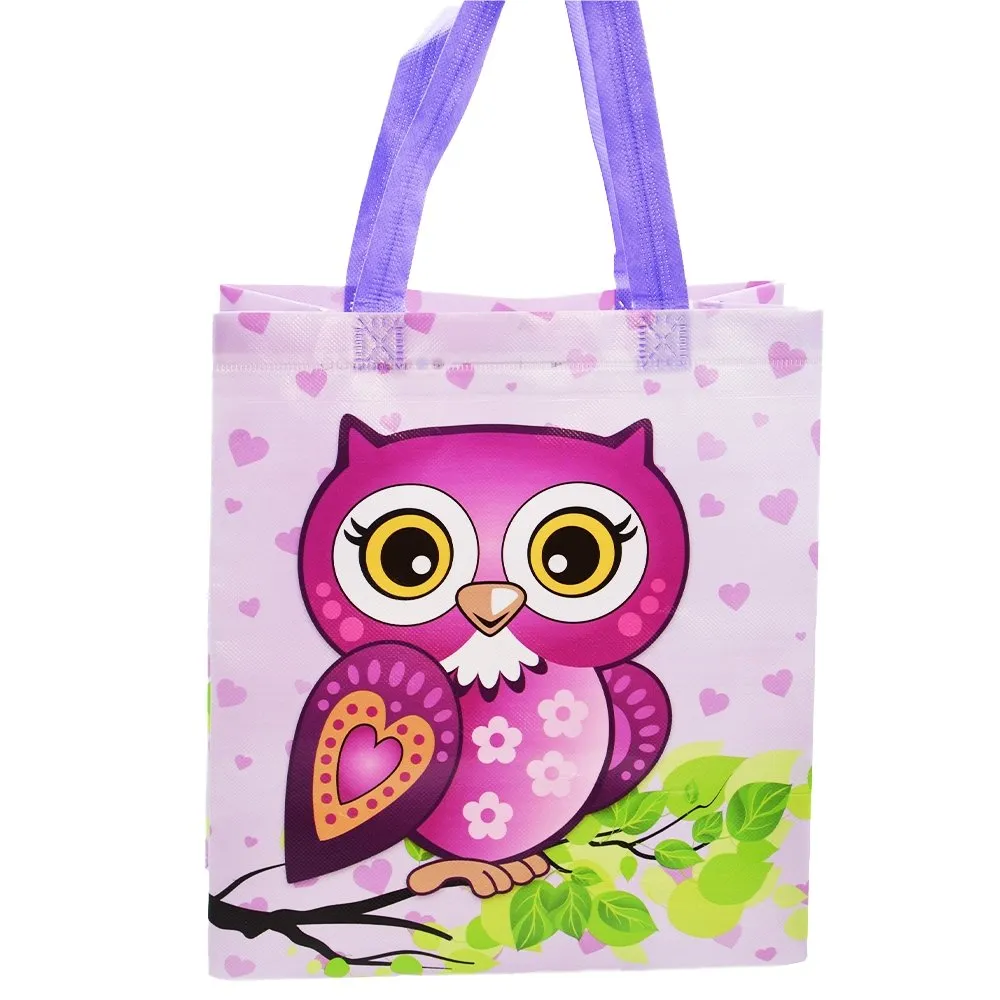 Medium Purple Owl Printed PP Non-Woven Bag