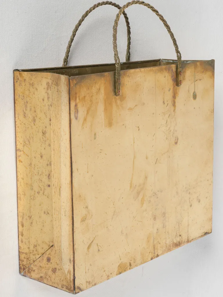 Mid-Century Italian Shopping Bag Magazine Holder - Brass