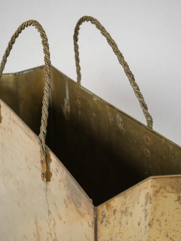 Mid-Century Italian Shopping Bag Magazine Holder - Brass