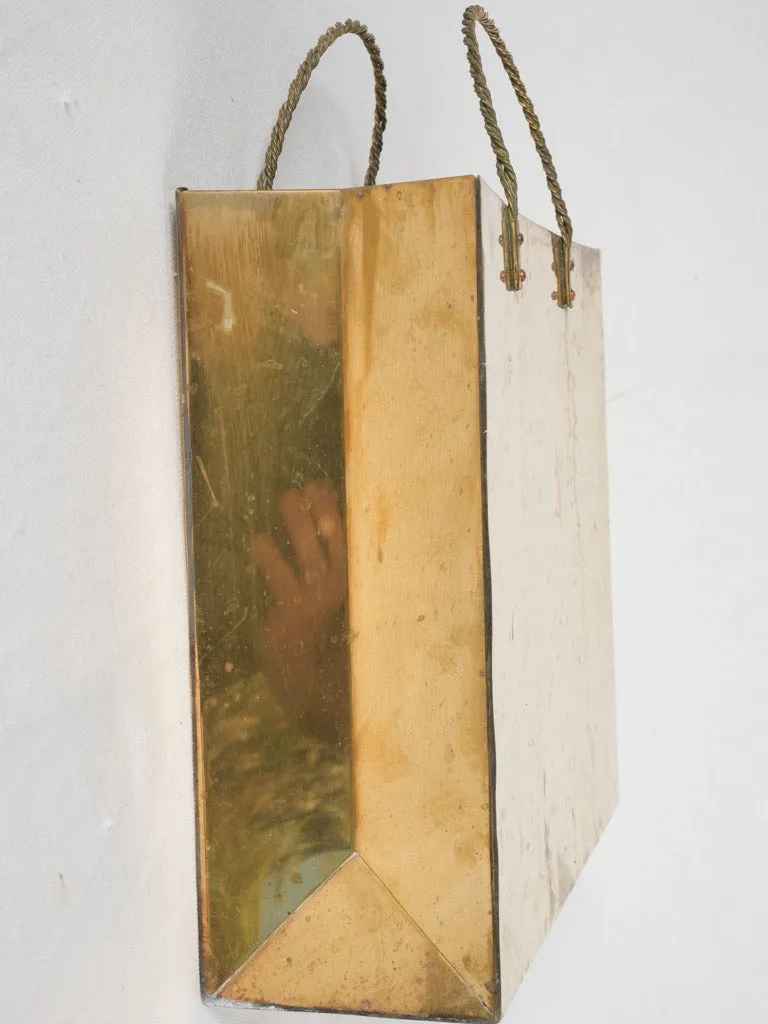 Mid-Century Italian Shopping Bag Magazine Holder - Brass