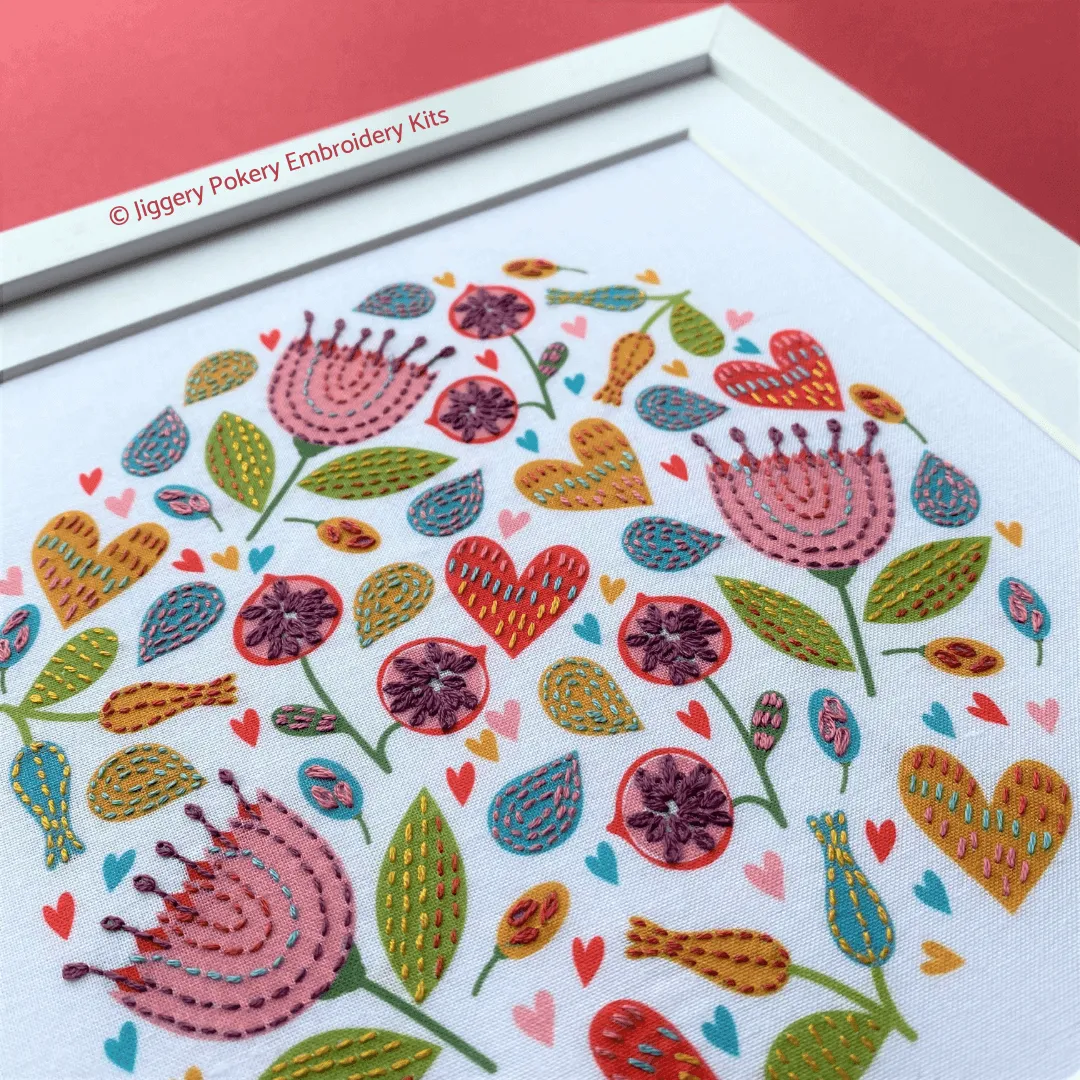 Modern floral embroidery pattern