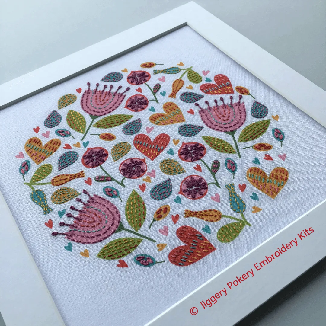 Modern floral embroidery pattern