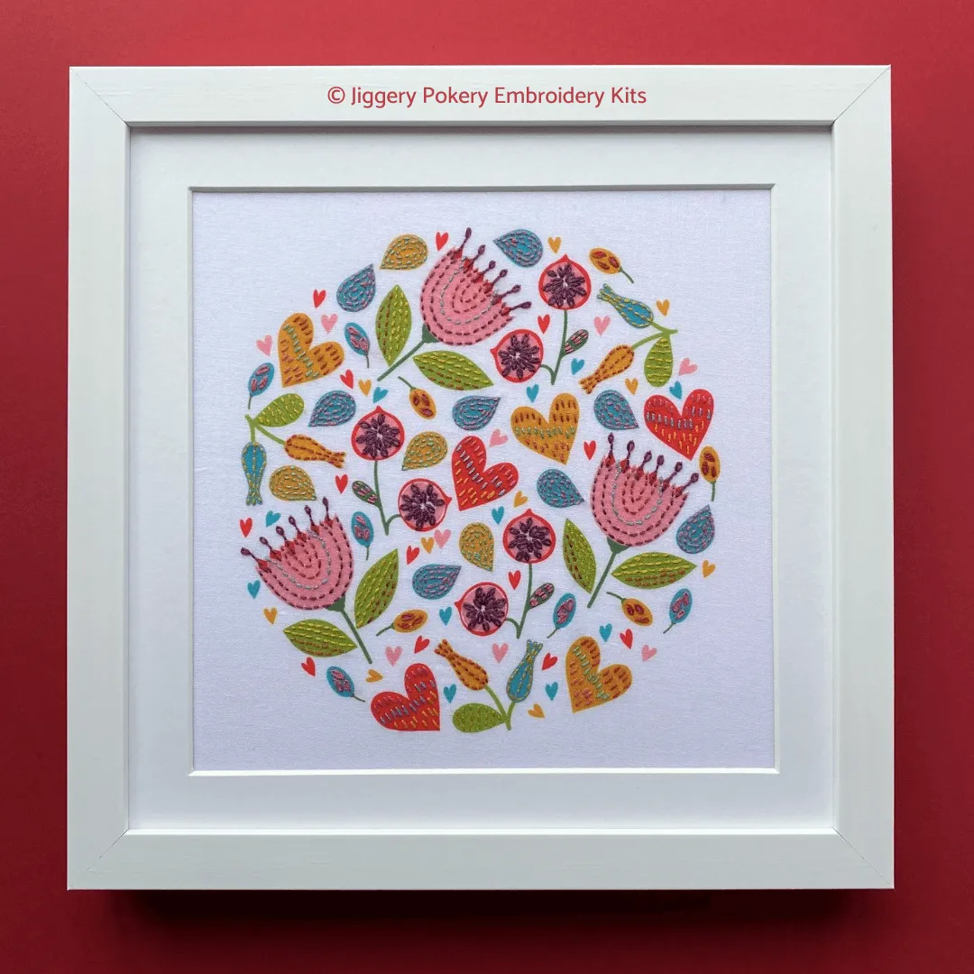 Modern floral embroidery pattern