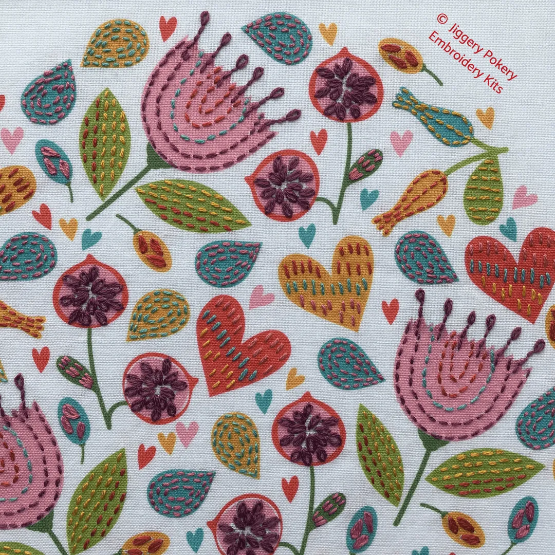 Modern floral embroidery pattern