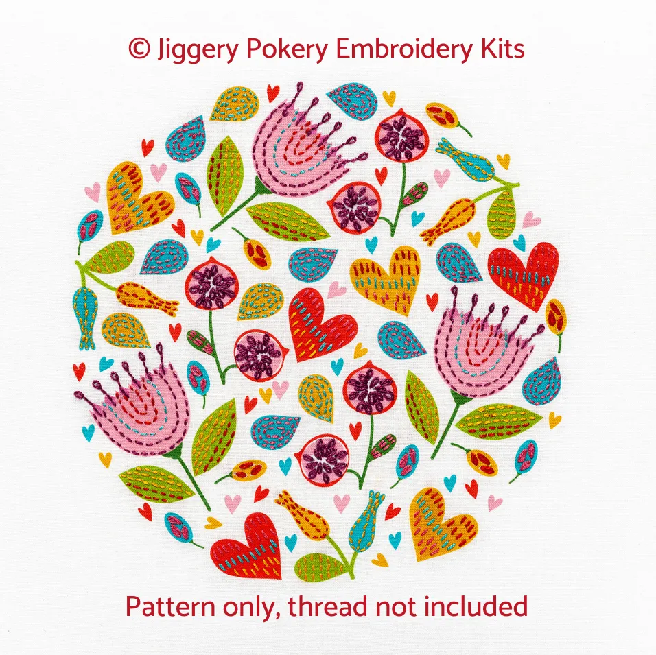 Modern floral embroidery pattern