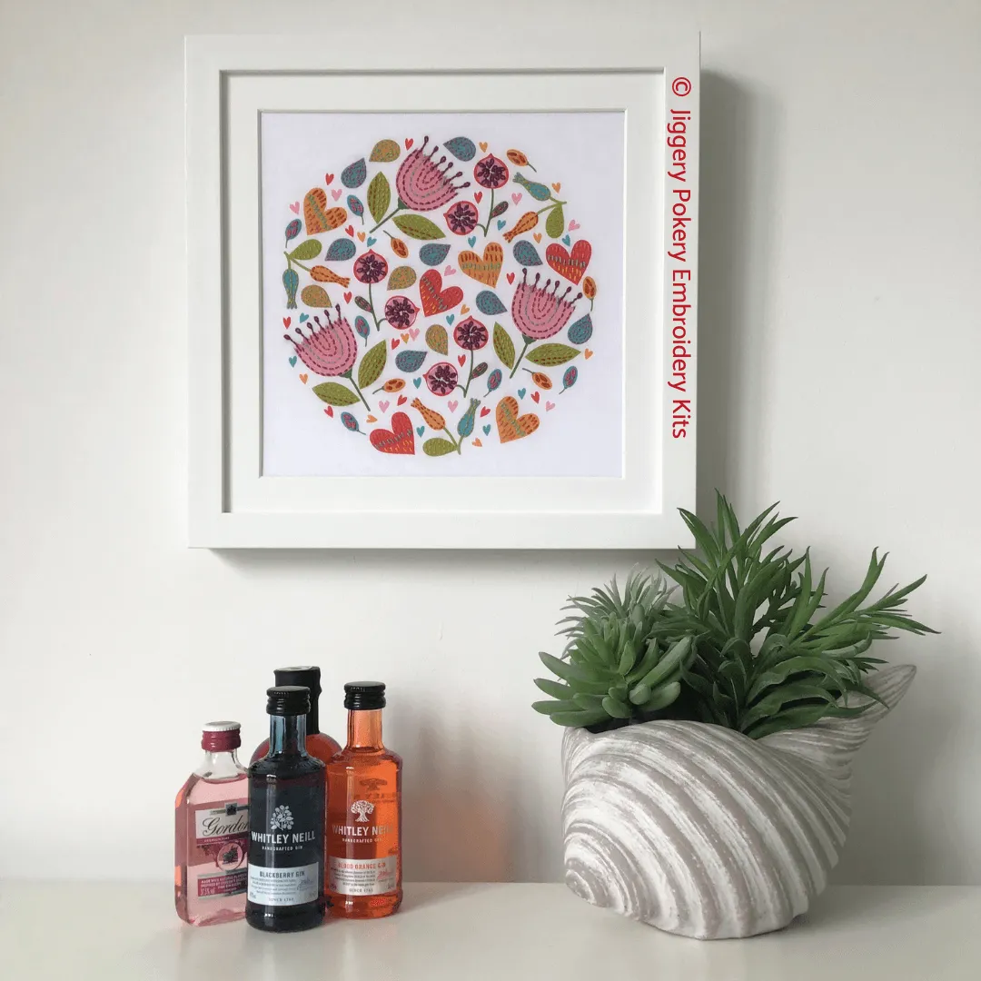 Modern floral embroidery pattern
